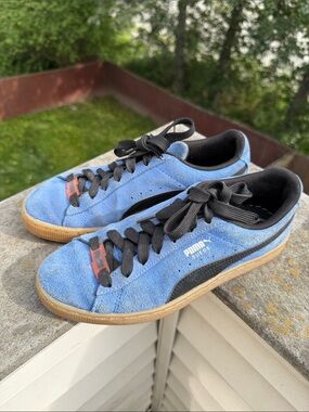 Puma Suede Sneakers in Blue with Black Accents